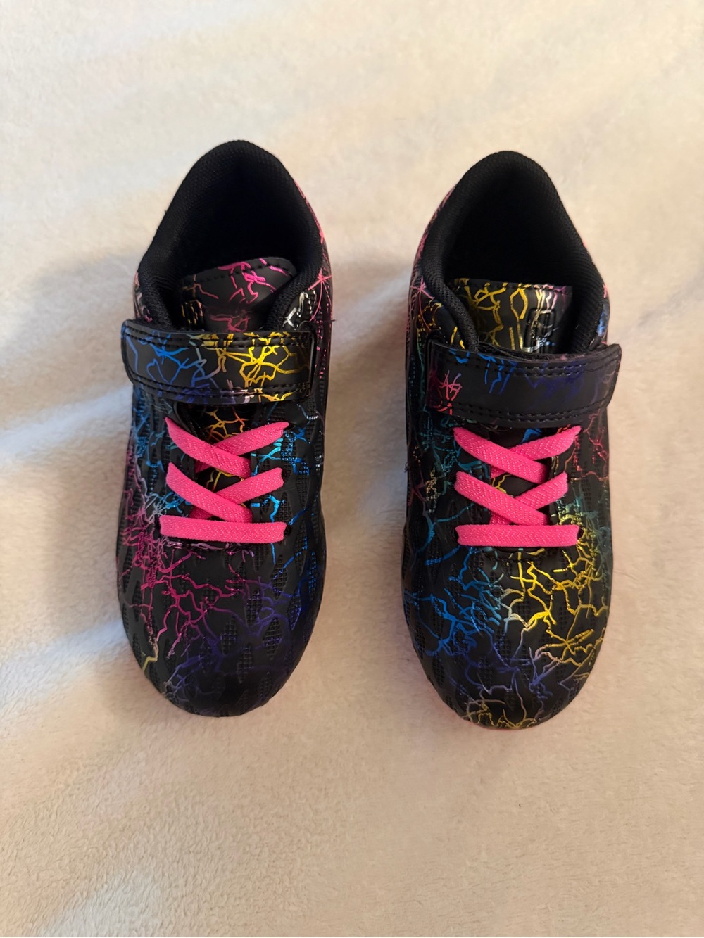 Girls Black Soccer Cleats with Pink laces